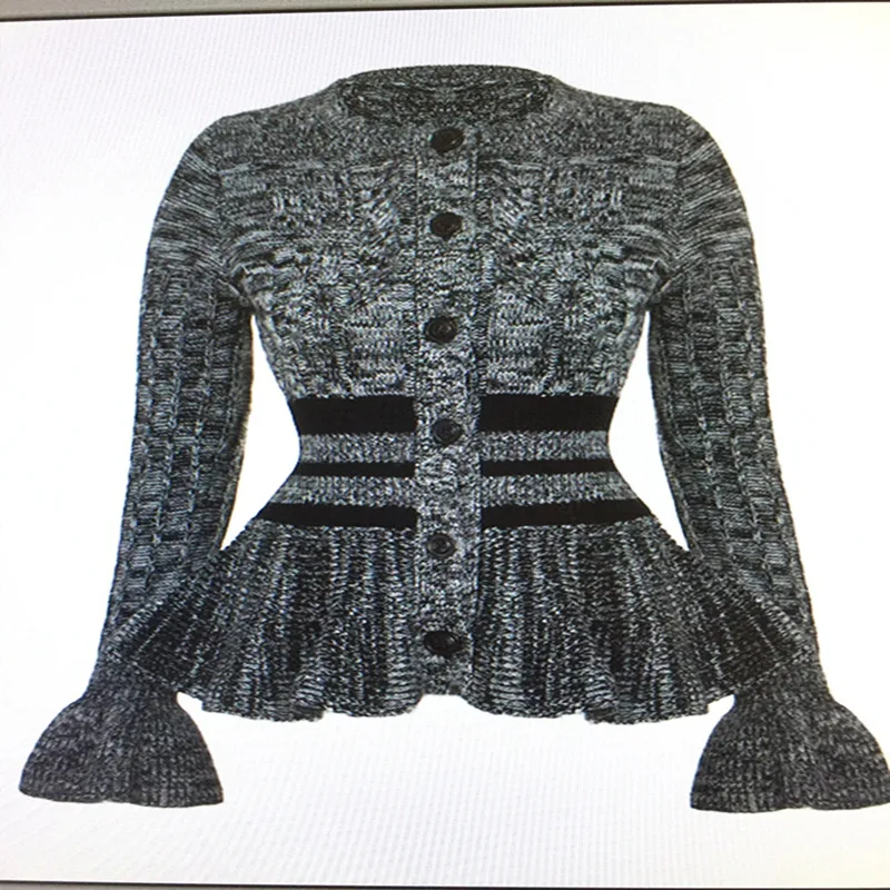 

Amolapha Fashion Women Knitted Vintage Ruffles Cardigans Sweaters Woman Knitted Flare Sleeve Jumper Tops