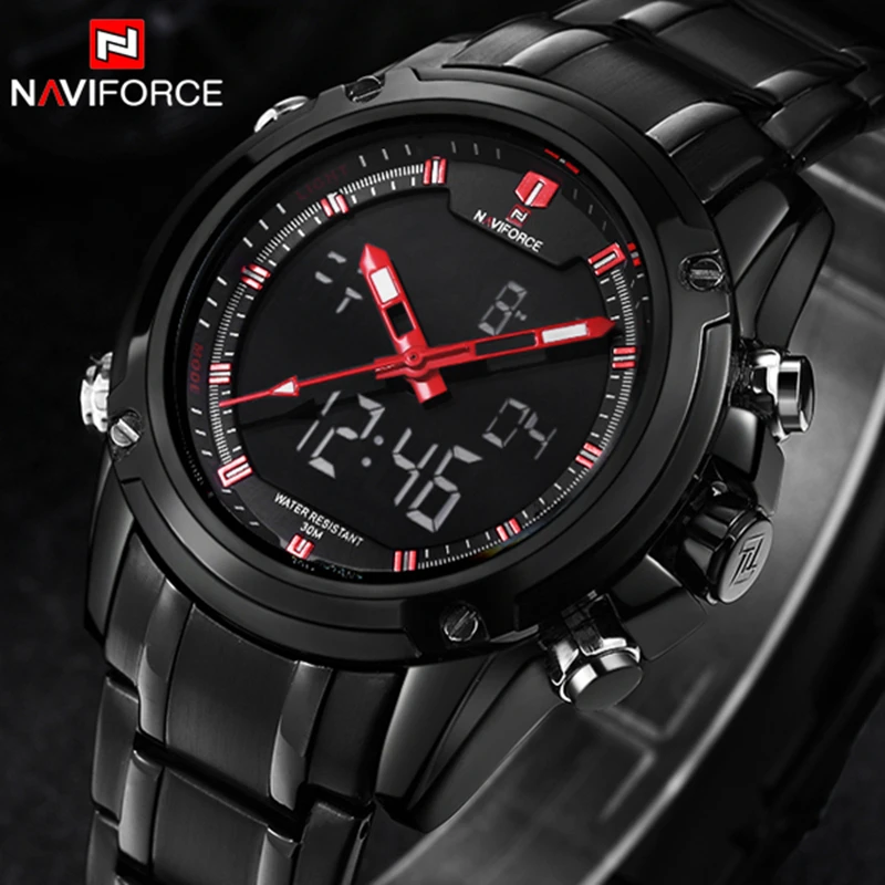 NAVIFORCE спортивные мужские часы полностью стальные водонепроницаемые лучший бренд