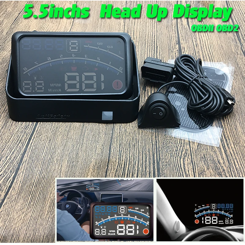 

New 4E 5.5 Inches Car OBD2 II EUOBD Car HUD Head Up Display With Bracket Car Overspeed Warning System 4E HUD Car blue white