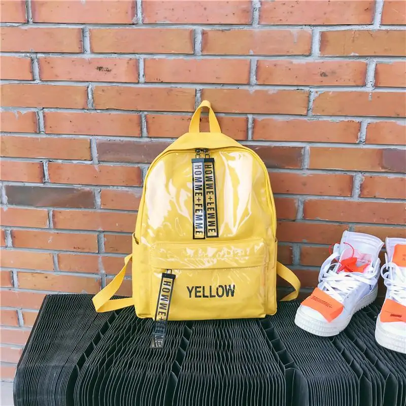 Harajuku уличный тренд модный школьный прозрачный рюкзак Водонепроницаемый рюкзак для ноутбука Ulzzang холщовый подростковый рюкзак сумки - Цвет: Цвет: желтый