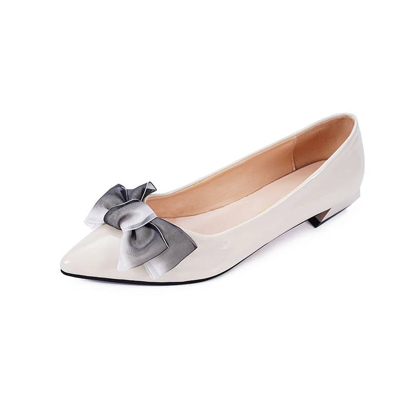 

Spring Flats Woman 2019 New Bow Tie Casual Shoes Pointed Toe Shallow Women Shoes Patent Leather Comfortable Flat Shoes