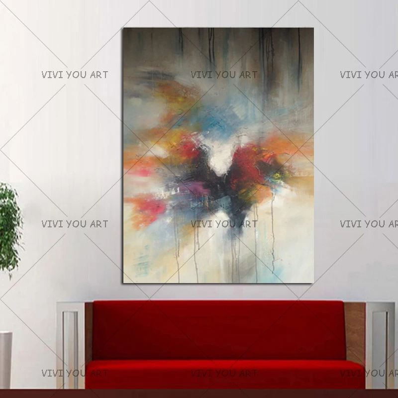 

100% Handpainted Abstract Oil Painting For Living Room Wall Pictures Copy Zhao Wuji Modern Abstract Art on Canvas Wall Deocr
