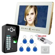 Mountainone Home 10″ LCD monitor Speakerphone Recognition RFID Password Video Door Phone Intercom System kit With Door Lock