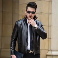 Зимняя утепленная теплая кожаная куртка мужская одежда jaqueta motoqueiro Мужская куртка с воротником-стойкой черный коричневый Повседневная осенне-весенняя