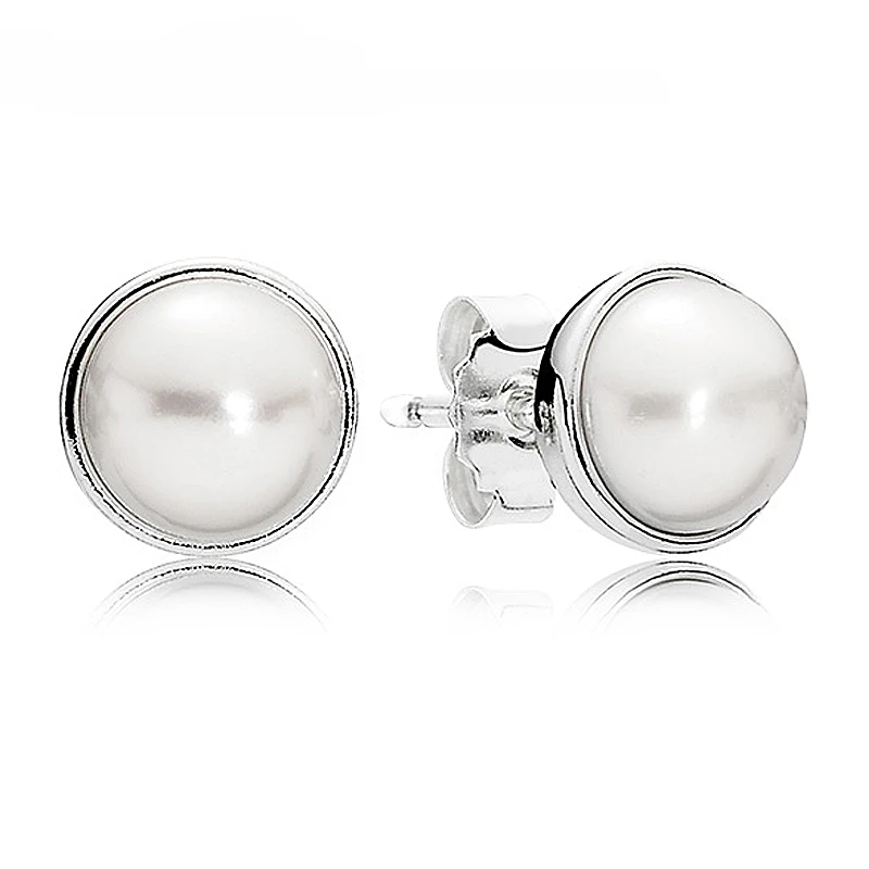 

Authentic 925 Sterling Silver Earring Elegant Beauty With Pearl Studs Earrings For Women For Women Wedding Gift Pandora Jewelry