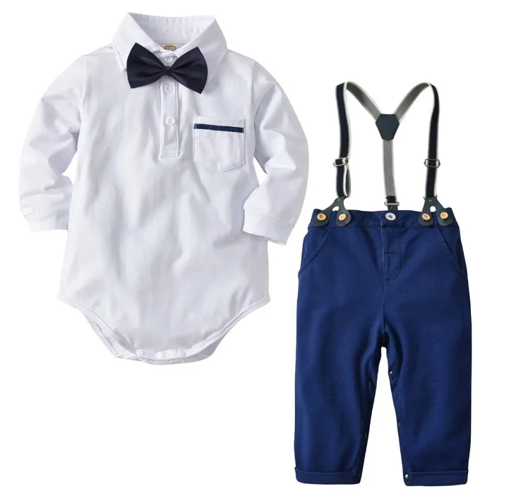 

new 2019 spring boys clothing set shirt+short pant+bow tie+belt 4pcs fashiong style toddle boys clothes set boys romper suit