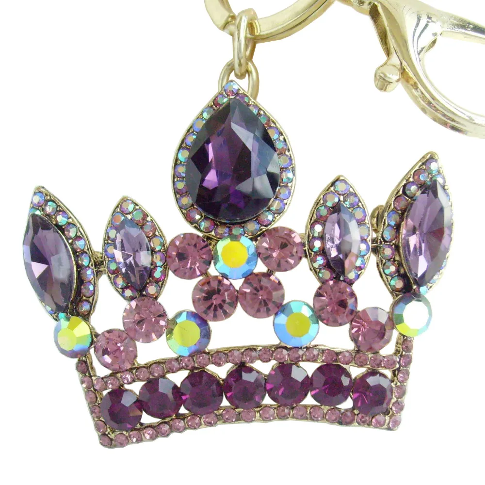 

Gorgeous Crown Keychain Pendant Purple Rhinestone Crystal K05050C1