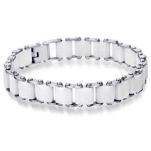 Модный белый/черный керамический браслет и браслет для мужчин и женщин 12 мм ширина браслет из нержавеющей стали - Окраска металла: white