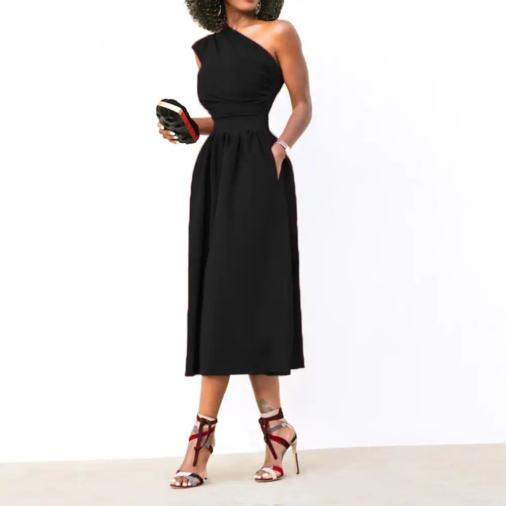 black formal dress midi