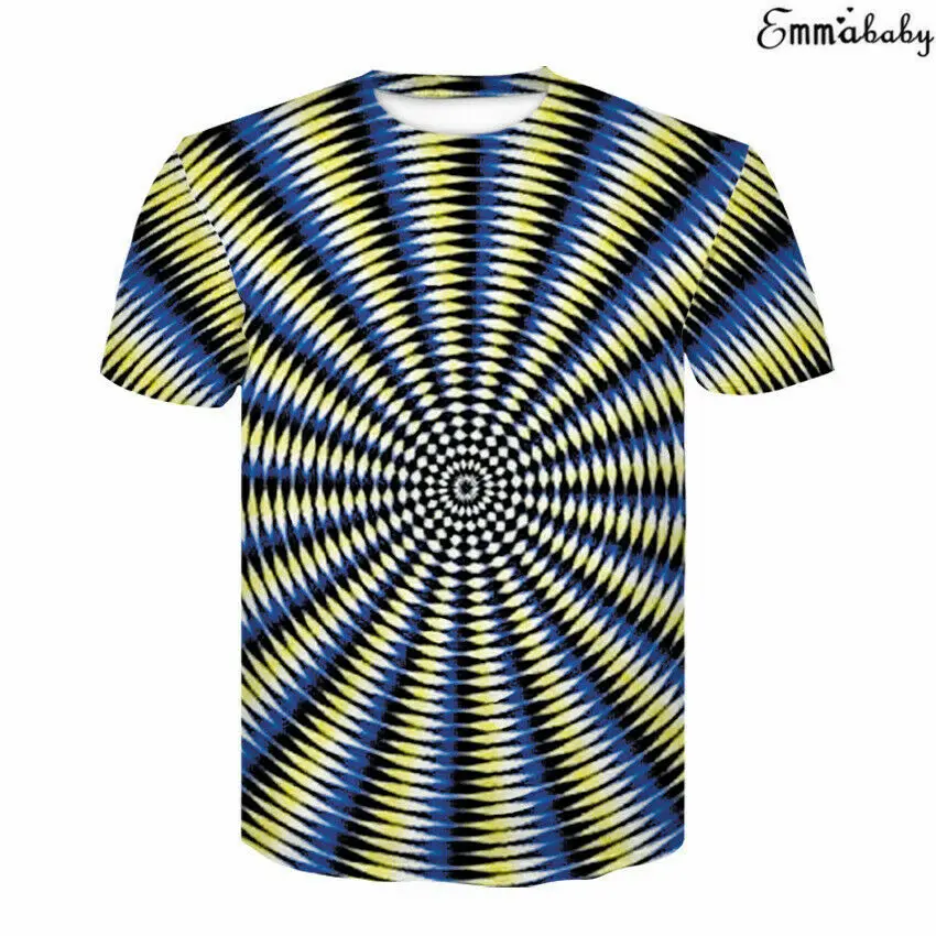 Брендовая мужская футболка с принтом, забавная футболка, Оптическая иллюзия, черно-белый графический пуловер с круглым вырезом, Женская 3D футболка - Цвет: E