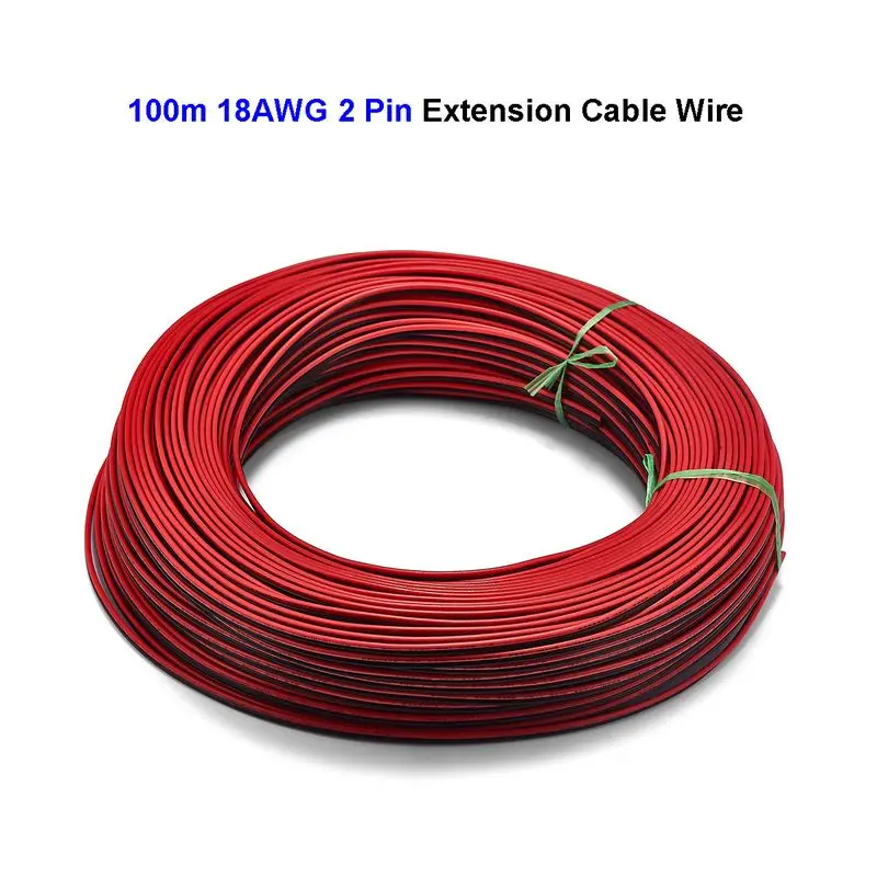LED Strip 2 Pin Extension Cable 100m 18AWG Core SM JST Connector Power Electric Wires For Battery Case Bulb Lamp Light | Обустройство