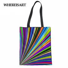 WHEREISART женская сумка-тоут разноцветный Радужная сумка с двойными бортами печать женская сумка многоразовая сумка для покупок сумки