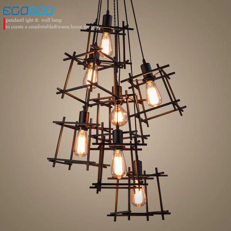 American Loft Vintage pendant light Personality Wrought Iron lights Nordic lamp industrial cage lamp lighting fixtures 100-240V