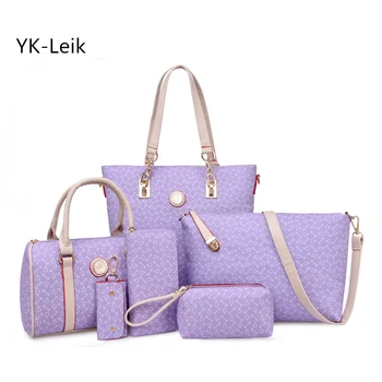 

2017 New Women Bags Leather Handbags Fashion Shoulder Bag Female Purse High Quality 6-Piece Set Designer Brand Bolsa Feminina