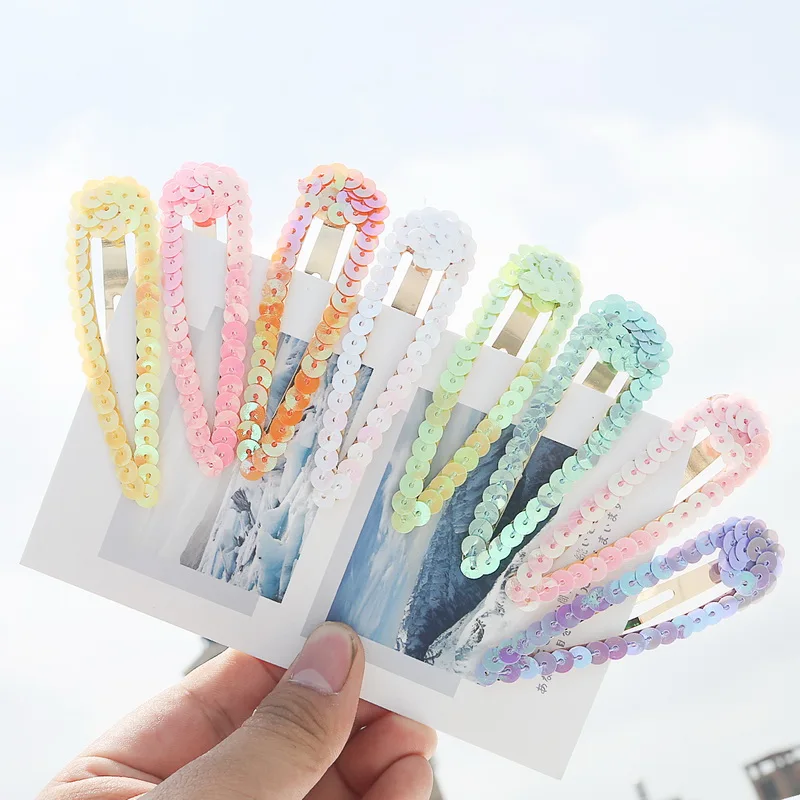 

New Women Girls Cute Colorful Sequin Waterdrop Hairpin Lovely Headwear Hair Clip BB Clip Barrettes Fashion Hair Accessories