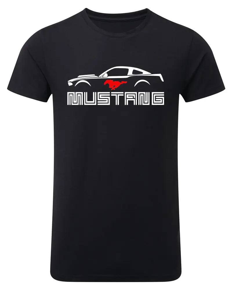 

Men 2019 Brand Clothing Tees Casual Male Designing T Shirt Mustang Gt Vintage Mens Car T Shirt Black comfortable Male T-Shirt