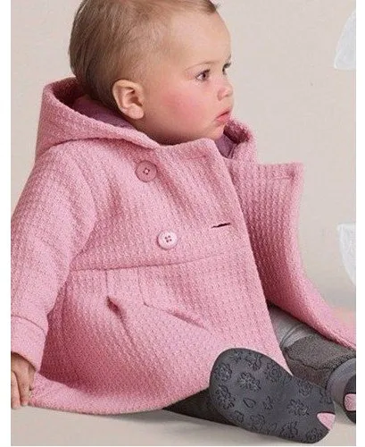 Пальто с капюшоном и роговыми пуговицами для маленьких девочек на осень и зиму теплая шерсть модная зимняя куртка милая верхняя одежда для детей