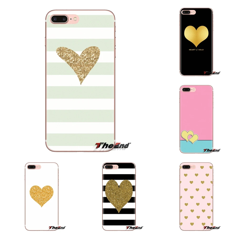 Silicone Covers For LG G3 G4 Mini G5 G6 G7 Q6 Q7 Q8 Q9 V10 V20 V30 X Power 2 3 K10 K4 K8 2017 Striped Golden Heart Glitter Sweet |