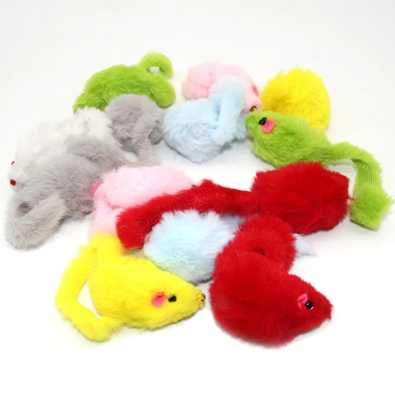 Westrice длинношерстные различные цвета Кролик хвост перья игрушка для кошек, мышь укуса забавные кошки игрушки в виде мышей 15 штук 3 см - Цвет: Velvet mouse