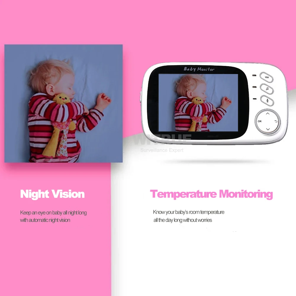 Видео Видеоняни и радионяни VB603 2,4G Беспроводной 3,2 дюйма ЖК-дисплей 2 Way аудио-разговора Ночное видение видео Няня няня детский монитор наблюдения за сном