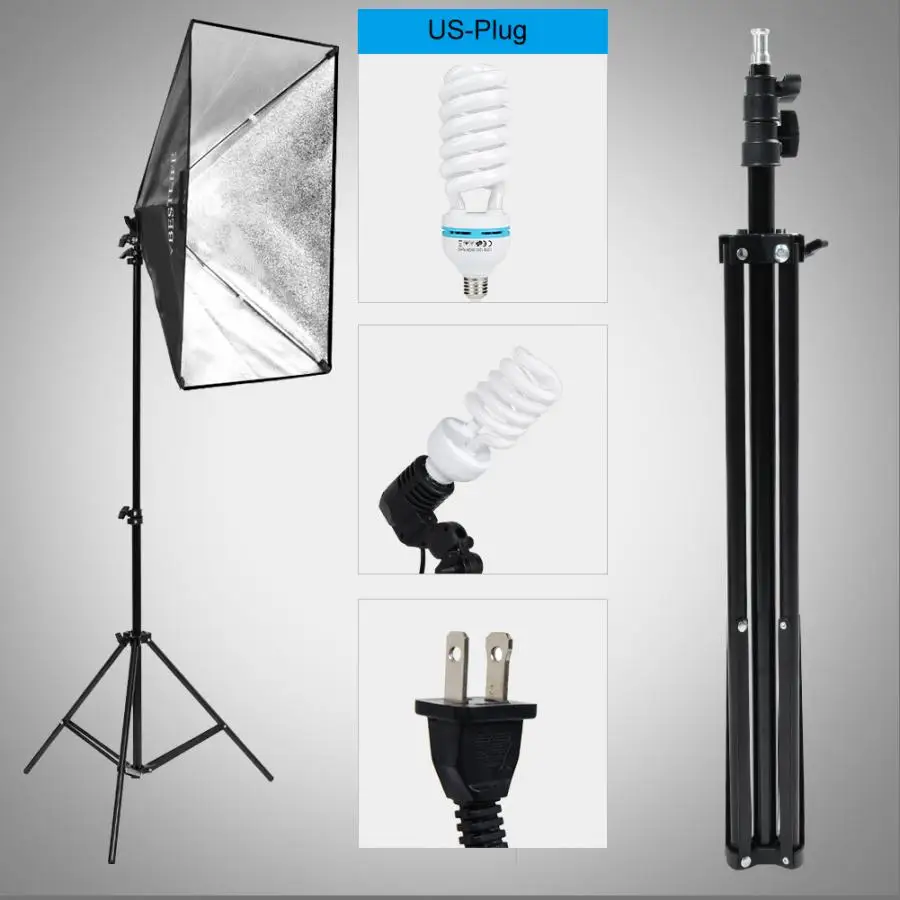 Софтбокс 50*70 см+ осветительная стойка 2 м+ лампа для фотографии 135 Вт+ сумка для хранения = комплект для фотостудии