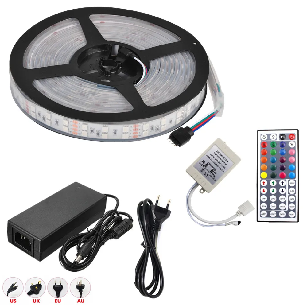 5 м DC 12 V 600Led 120led/M Водонепроницаемая SMD 5050 RGB теплая белая светодиодная лента двухрядная гибкая лента с пультом дистанционного управления