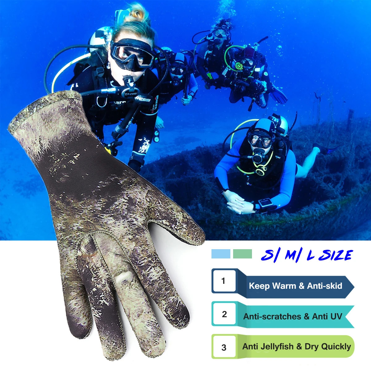 

Gloves Spearfishing Diving Unisex 3MM Neoprene Snorkeling Warm Anti-slip Skiing Anti-skid Anti-scratches Dry Quickly Surfing