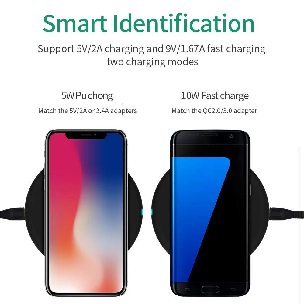 UEESFIT Новое ультра тонкое Беспроводное зарядное устройство KC05 для iphone X мобильный