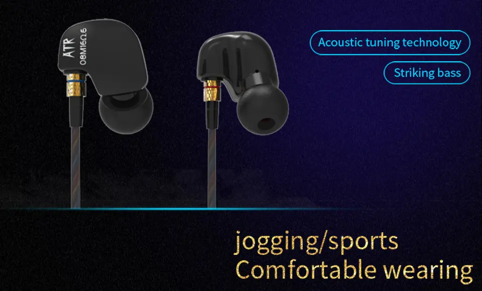 KZ ATR медный драйвер HiFi спортивные наушники в ухо для бега с микрофоном гарнитура музыкальные наушники