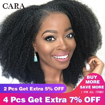 

Glueless Brazilian Lace Front Wig 4B 4C Afro Kinky Curly Human Hair Wigs For Women Pre Plucked 130% Natural Black Remy Wig CARA