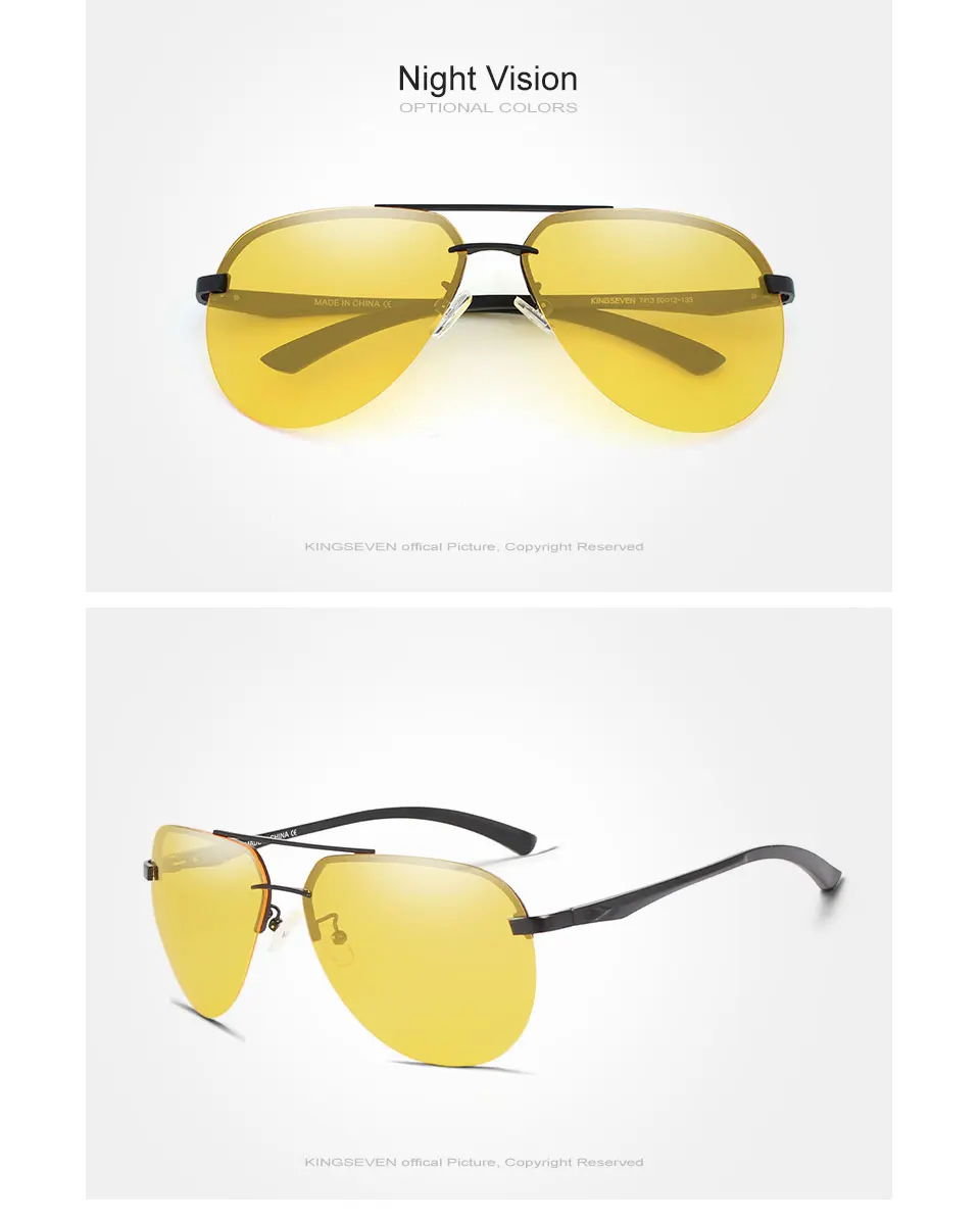 KINGSEVEN Vintage Sunglasses Men Metal Frame Driving Eyewear