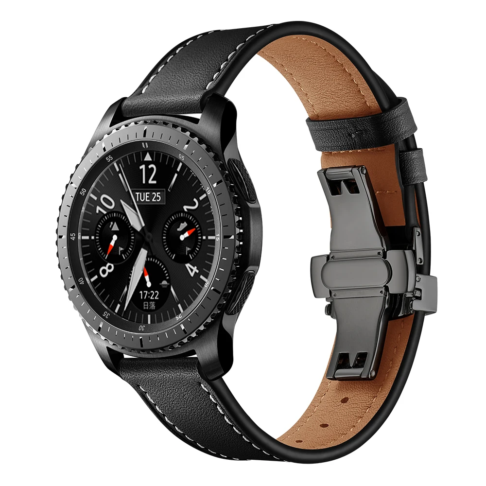 Кожаный ремешок для samsung Galaxy watch 46mm Шестерни S3 Frontier/классические 22 мм ремешок бабочка туфли с ремешком и пряжкой Смарт-часы аксессуары браслет