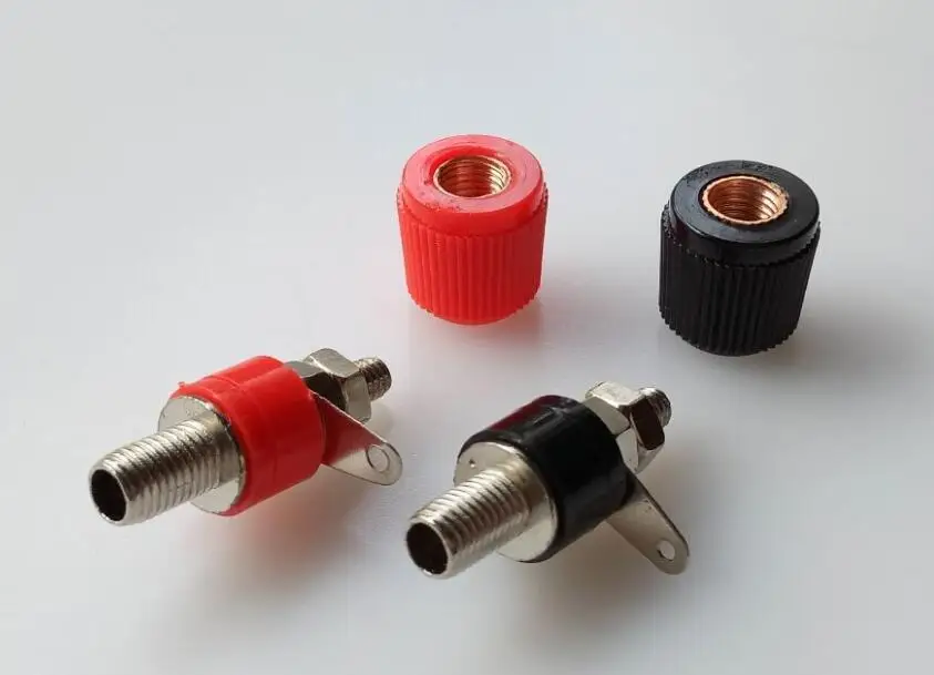 

2pairs black+red Splice Terminals 4MM BANANA PLUG POSTING AMPLIFIER SPEAKER AUDIO JACK GUNUNG BINDING POSTING CONNECTOR