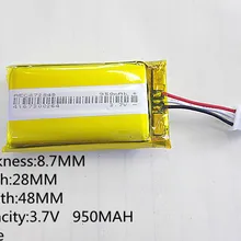 Li-po 3,7 V 950 mAh 872848 литий-полимерный Li-po li ion Перезаряжаемые Батарея клетки для Mp3 MP4 MP5 gps мобильного телефона