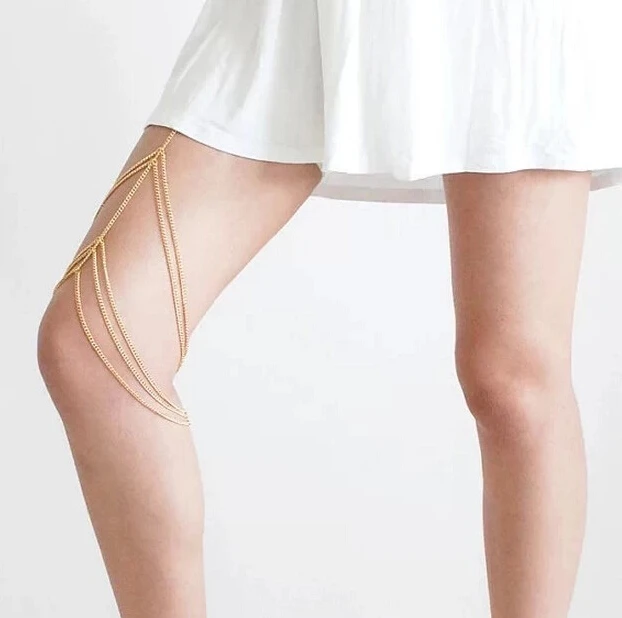 Fashion Body Chain Women Multilayer Tassel Bikini Gold&sliver Leg