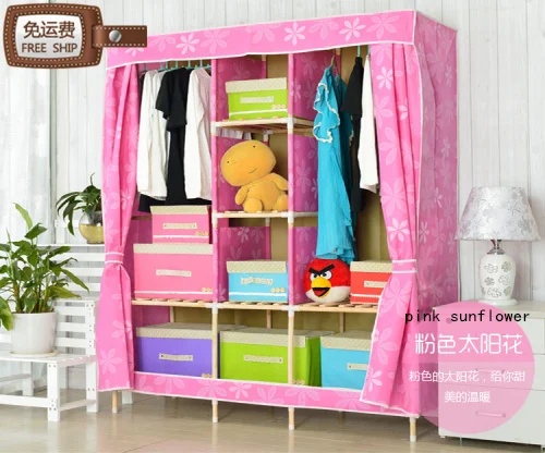 Free Shipping Oxford Cloth Wardrobe Simple Folding Fabric Wardrobe
