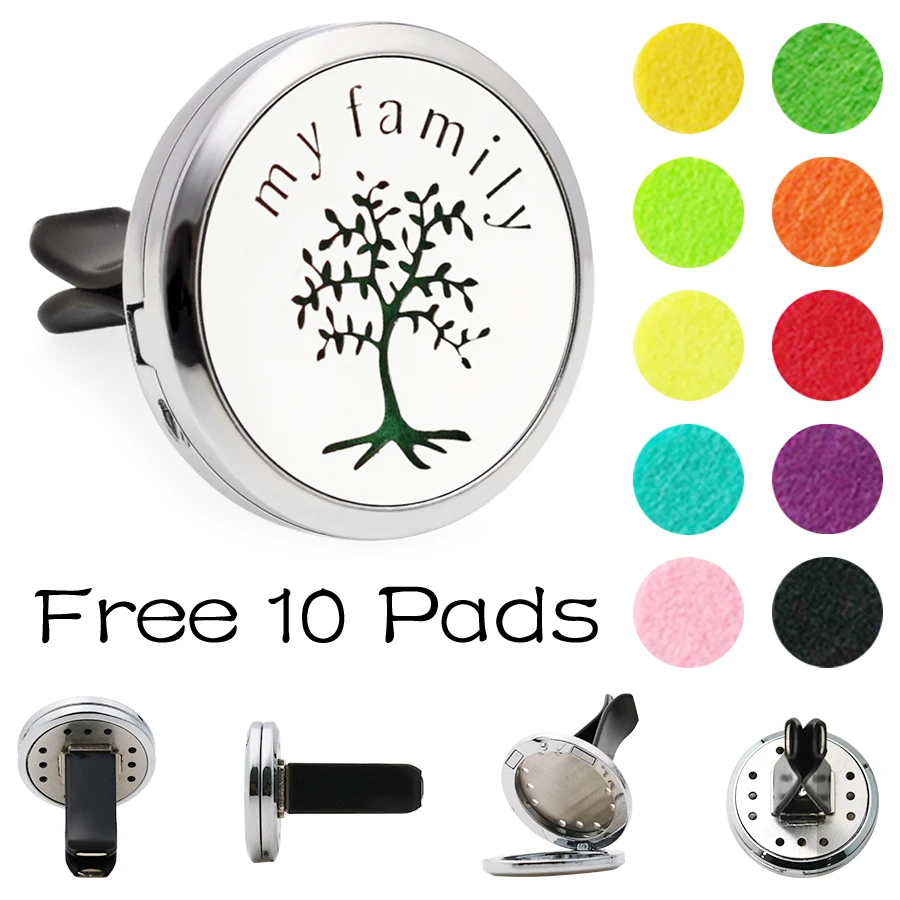 

New Arrival Mix Styles 30mm Magnetic Car Diffuser Locket Vent Clip Essential Oil Perfume Locket 10pcs Pads Random