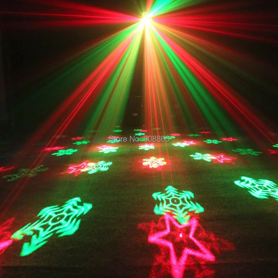 Eshini удаленный Мини R & G лазер 6 снежинки узоры проектор синий светодиодный бар DJ диско танцы семья световые эффекты для вечеринки шоу T189