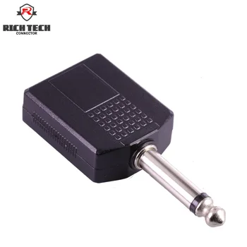 

50pcs 2poles Mono Jack 6.35mm to 2x6.35mm Socket Audio Converter Double Jacks 6.5mm to 6.35mm Male Plug Audio Connector