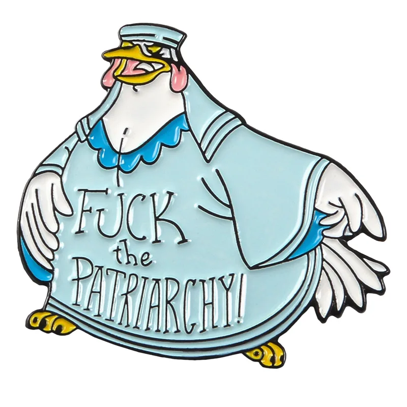 

Cartoon Hen Enamel Feminist Brooches Button Pins for clothes bag Feminism Badge Cute Animal Jewelry Gift for friend 2019