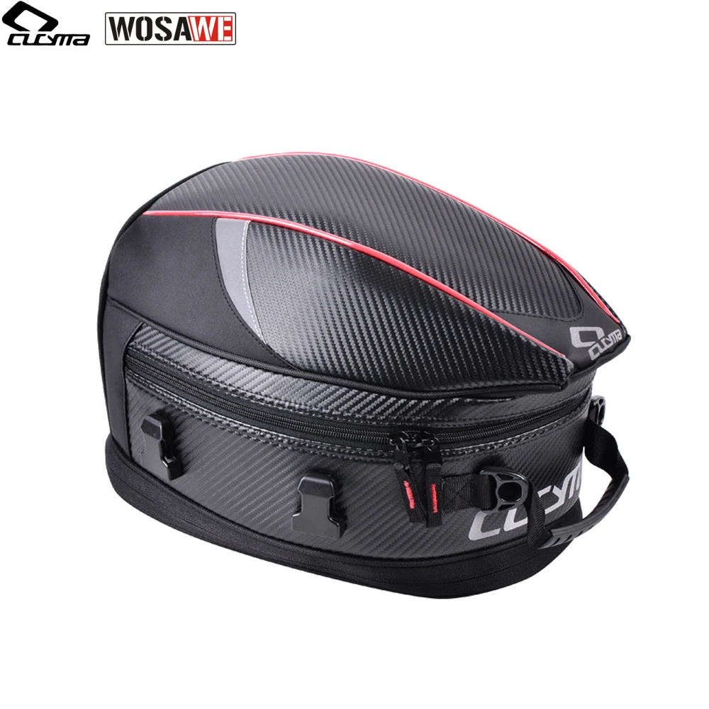 CUCYMA 55L Motorcycle Tail Bags Carbon Fiber PU Waterproof Motocross
