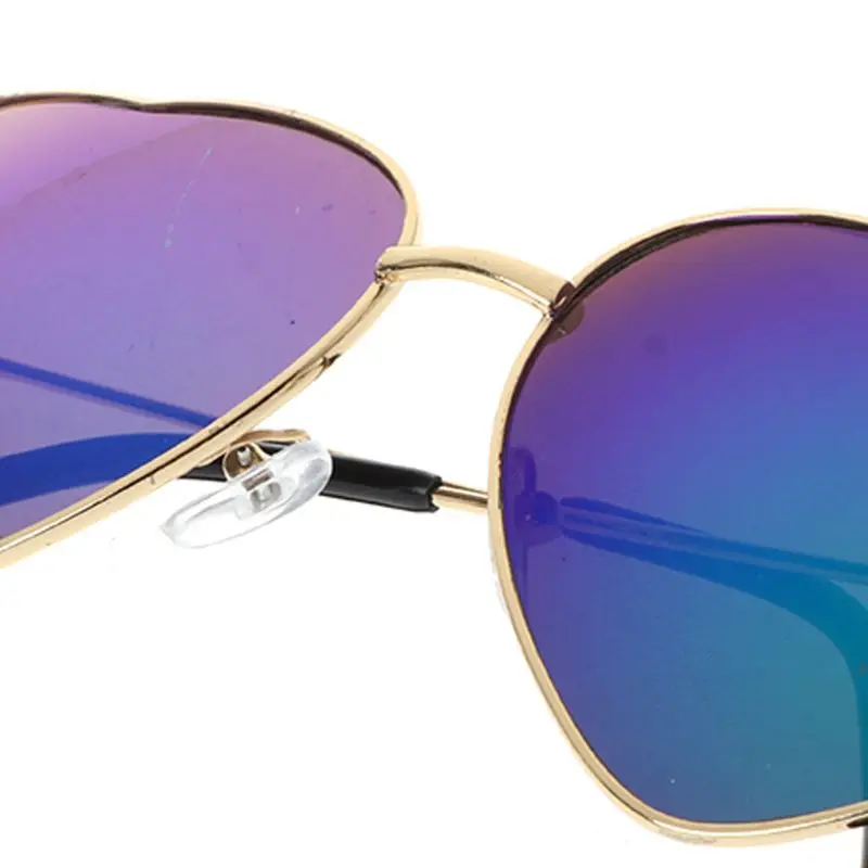 Reflective Sunglasses Outdoor Men Women Heart Shaped Metal Frame Lens Fashion