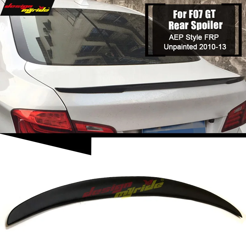 

For BMW F07 GT 5 Series Gran Turismo High Kick Rear Trunk Duckbill Spoiler Wing FRP Unpainted Black P Style No Drill 2010-2013