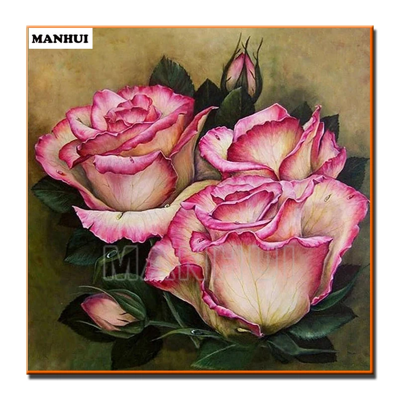 

DIY Diamond Painting Cross Stitch Diamond Mosaic Diamond Embroidery Pink Rose Flower Diamond Painting Home Decor 103