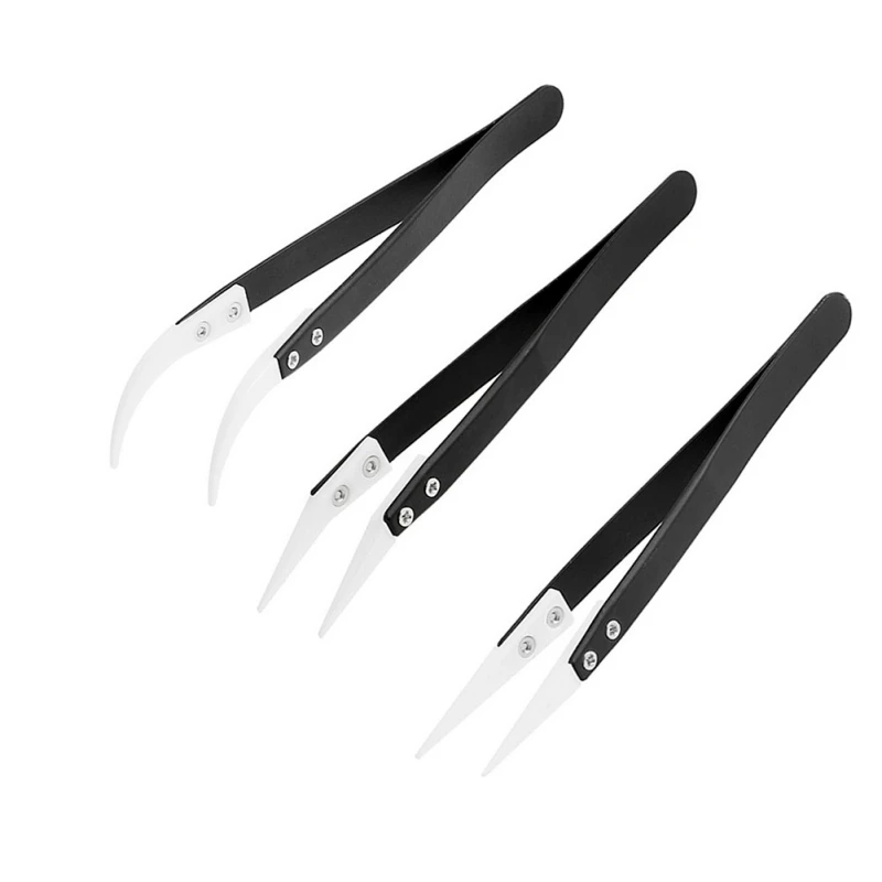 

Anti-Static Reverse Ceramic Tweezer Heat Resistant Conductive Curved Straight Tweezer