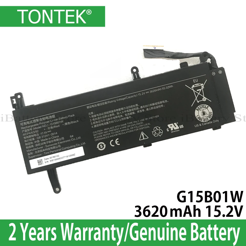 Оригинальный аккумулятор TONTEK G15B01W для игрового ноутбука Xiaomi 15 6 '&#x277300HQ 8 Gen GTX1050