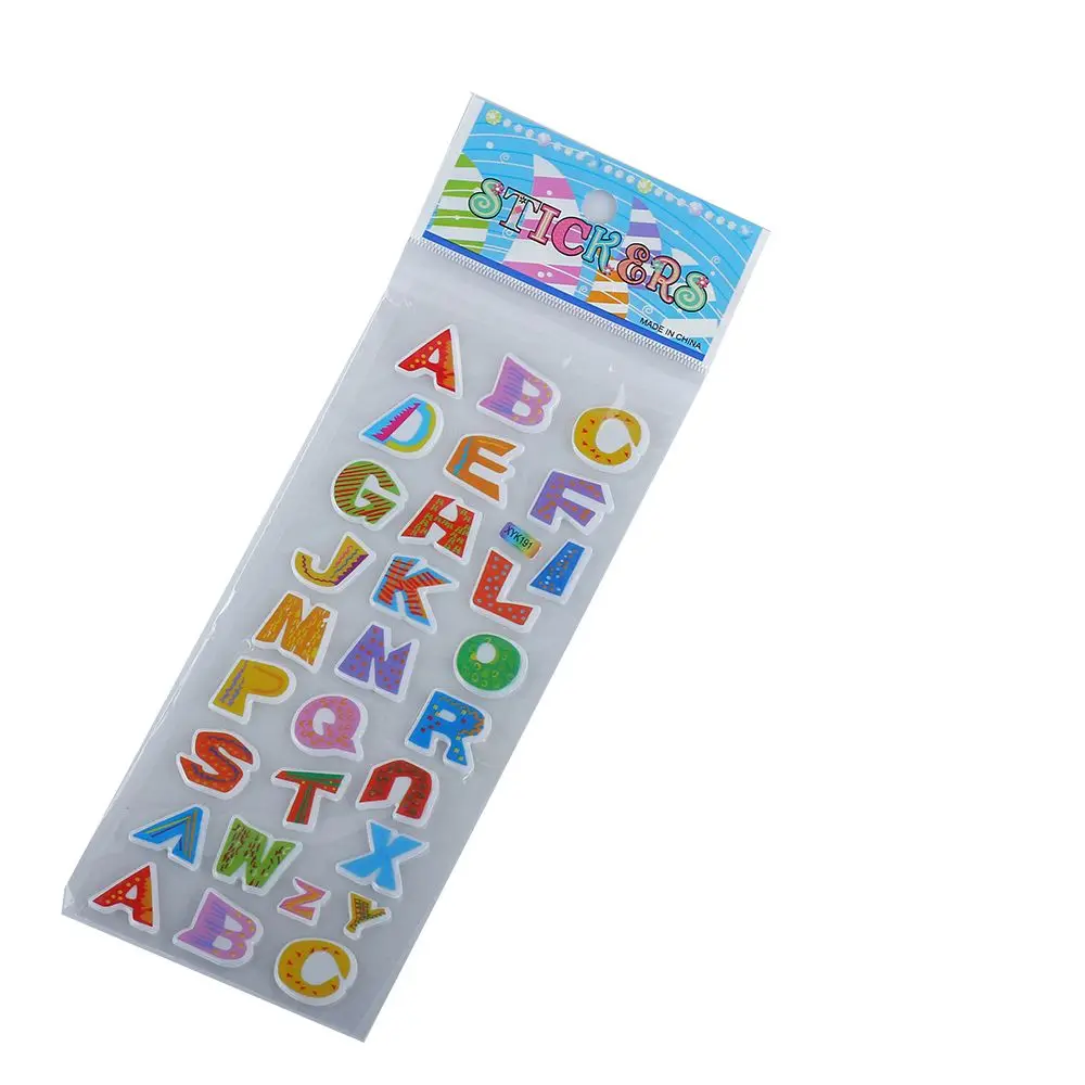 10 Pcs Set Kartun Surat 3D Digital Stiker Kertas Scrapbooking