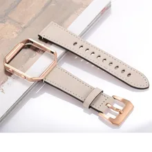 Роскошные часы из натуральной кожи с ремешком на запястье и металлической рамкой для Fitbit Blaze Smart Watch Human 8,9