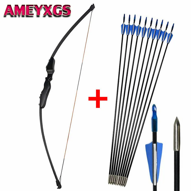 1Pc 40lbs Adult Archery Straight Takedown Recurve Bow Right Hand with 6pcs Fiberglass Arrows For