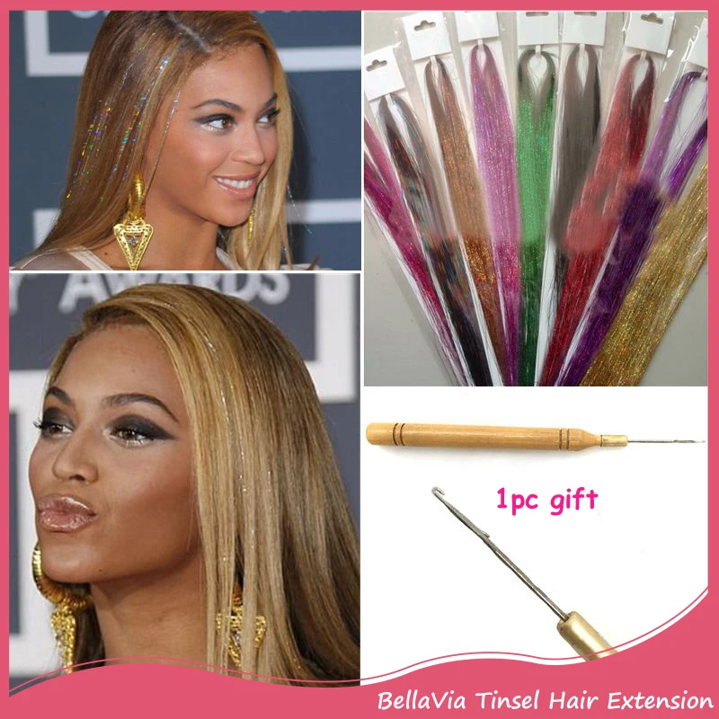 1SET Synthetic Hair Extensions Rainbow Bella Tinsel Hair Extension